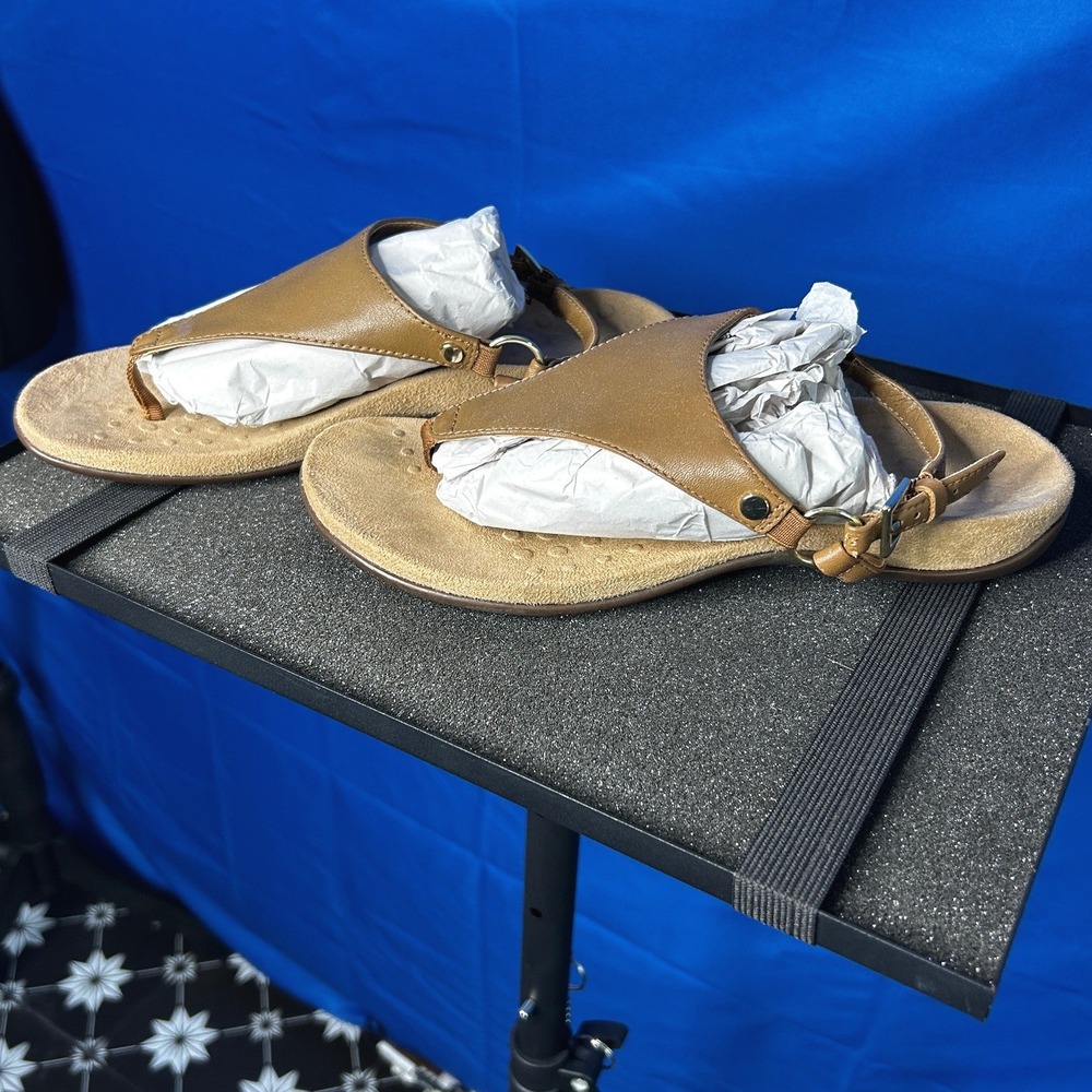 Vionic Women Brown Kirra Backstrap Tan Leather Thong Sandal Sz 7 Cushion Comfort - Picture 4 of 12